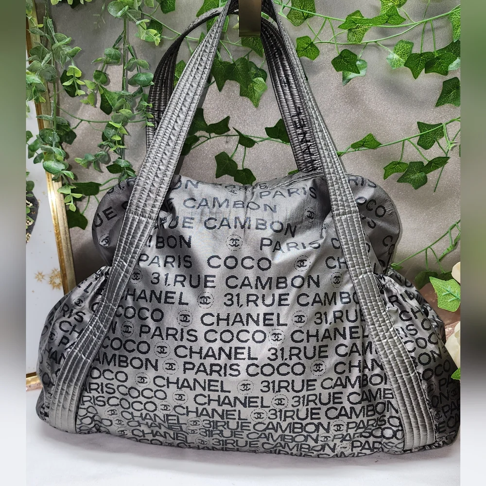 Authentic CHANEL Silver Rue de Cambon Unlimited Bag Travel Bundle